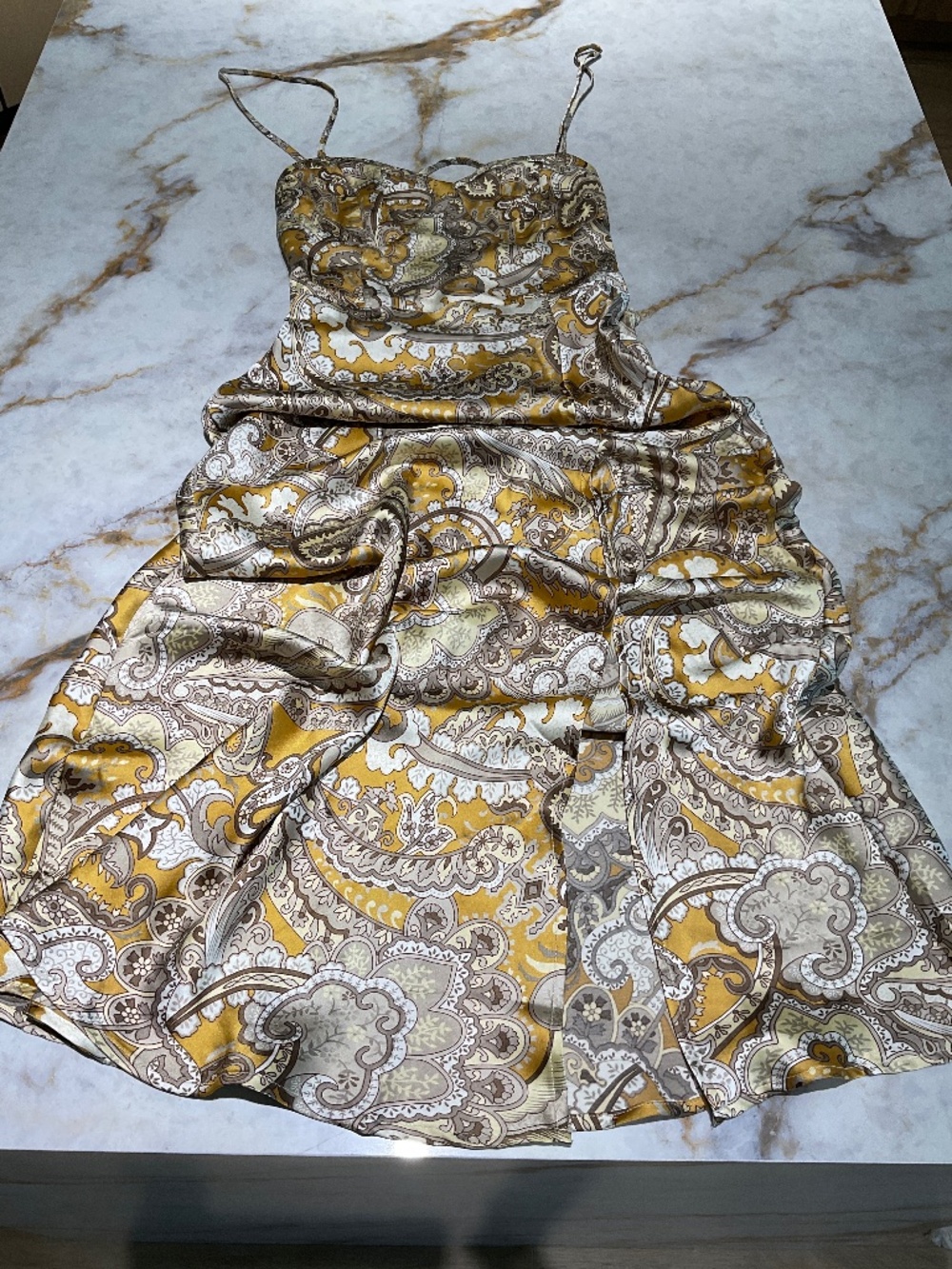 Forever 21 Floral Satin Maxi Dress, Open Back, Size S